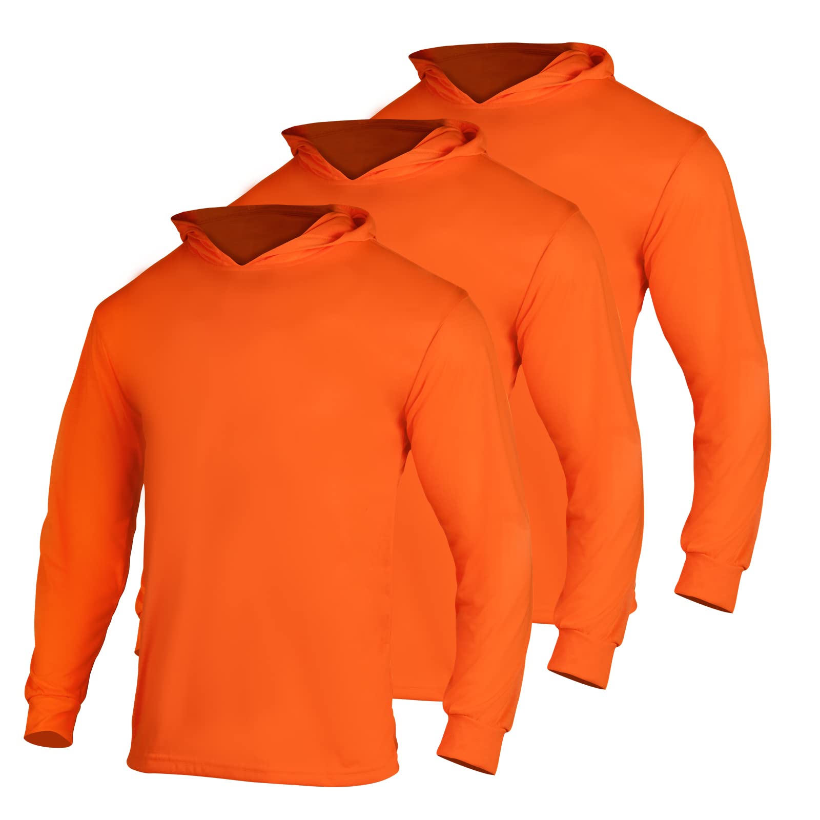 FONIRRA Safety High Visibility Long Sleeve T Shirt for Men 3 Pack Construction Work Shirts with Hood