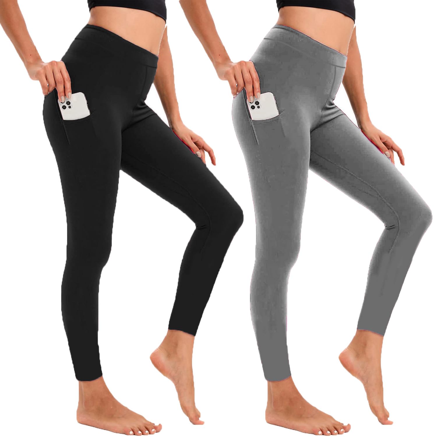 Women's Skinny Fit Stretchable Mid Waist Ankle Length Mid Rise Jeggings with Pocket Combo of 2 Pack (in, Alpha, 2XL, Regular, 2, Black&Grey)-picture-44