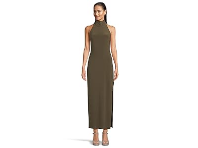 Norma Kamali Halter Turtle Side Slit Gown Women