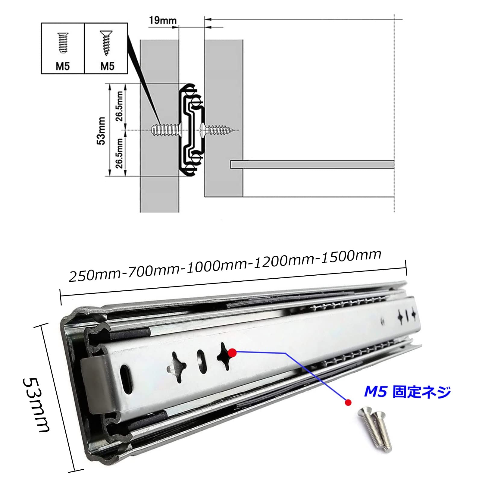 Guide per cassetti industriali resistenti, confezione da 2 guide per carichi pesanti, fino a 136 kg, con cuscinetti a sfera, montaggio laterale, facili da installare, kit di riparazione per cassetti