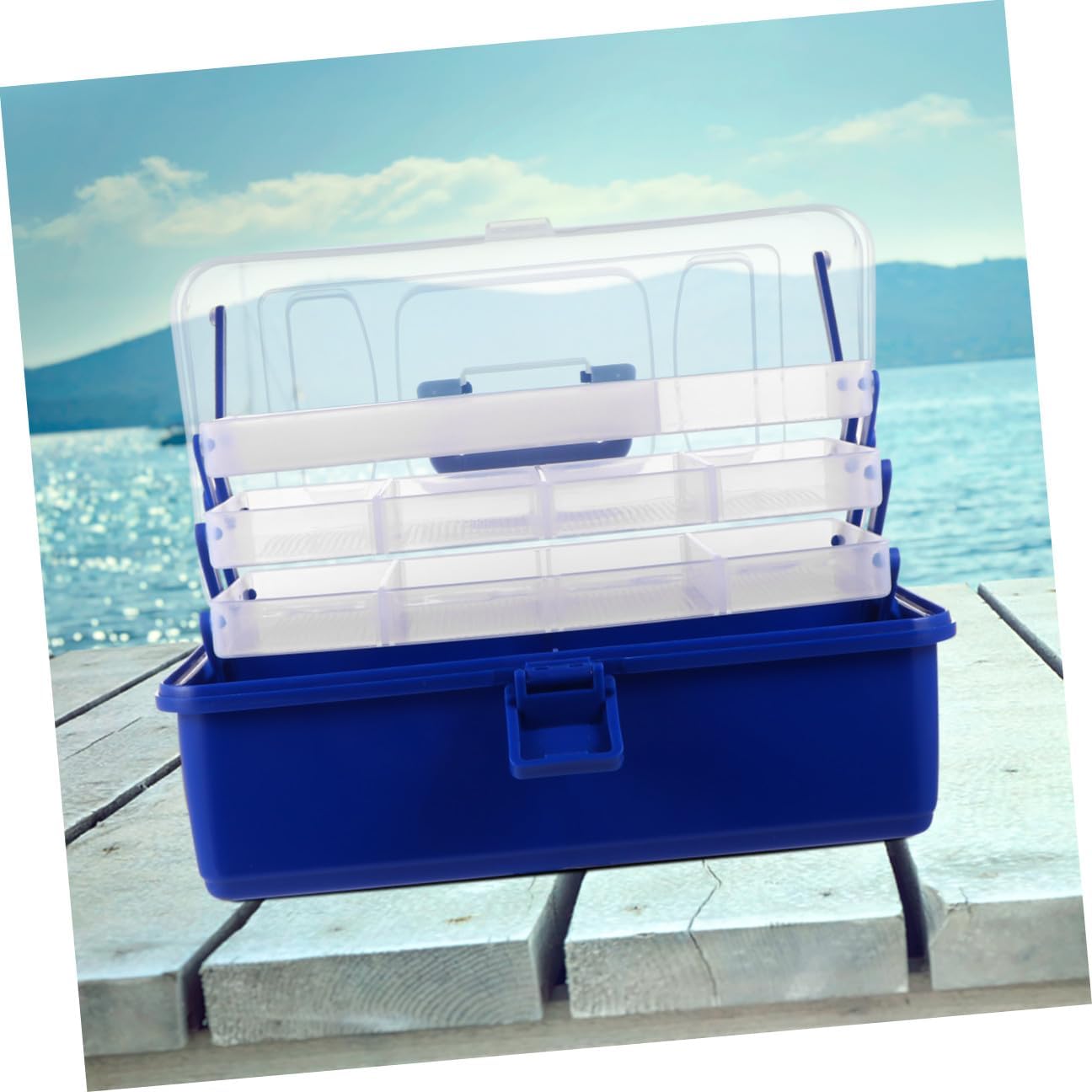 Vaguelly Portable Fishing Tackle Organizer Box 4-layer Fishing Storage Container and Accessories