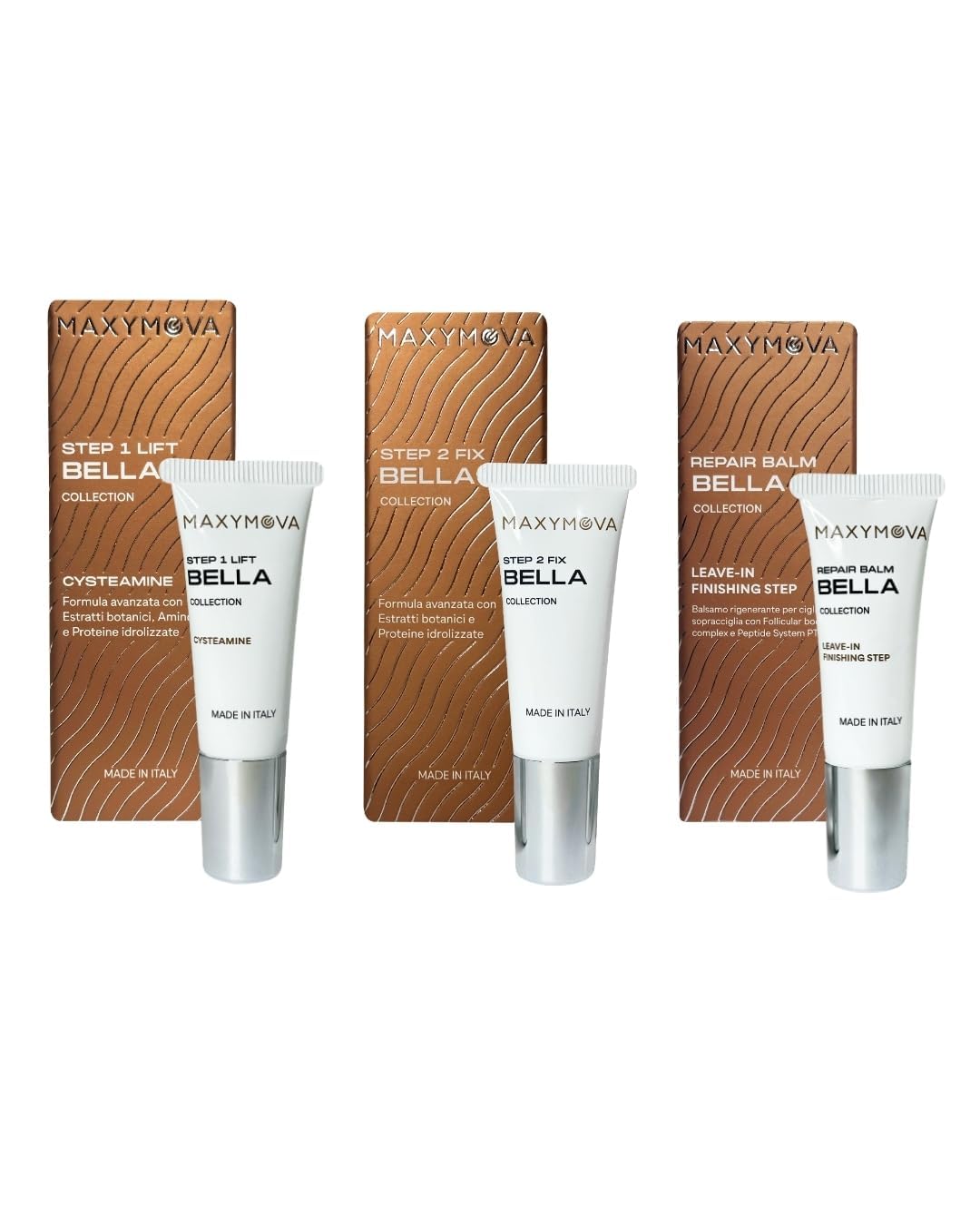 Kit Bella Collection Cysteamine Brow Lamination – Kit Professionale Laminazione Sopracciglia con Step 1 Lift, Step 2 Fix e Repair Balm – Fino a 25 Trattamenti
