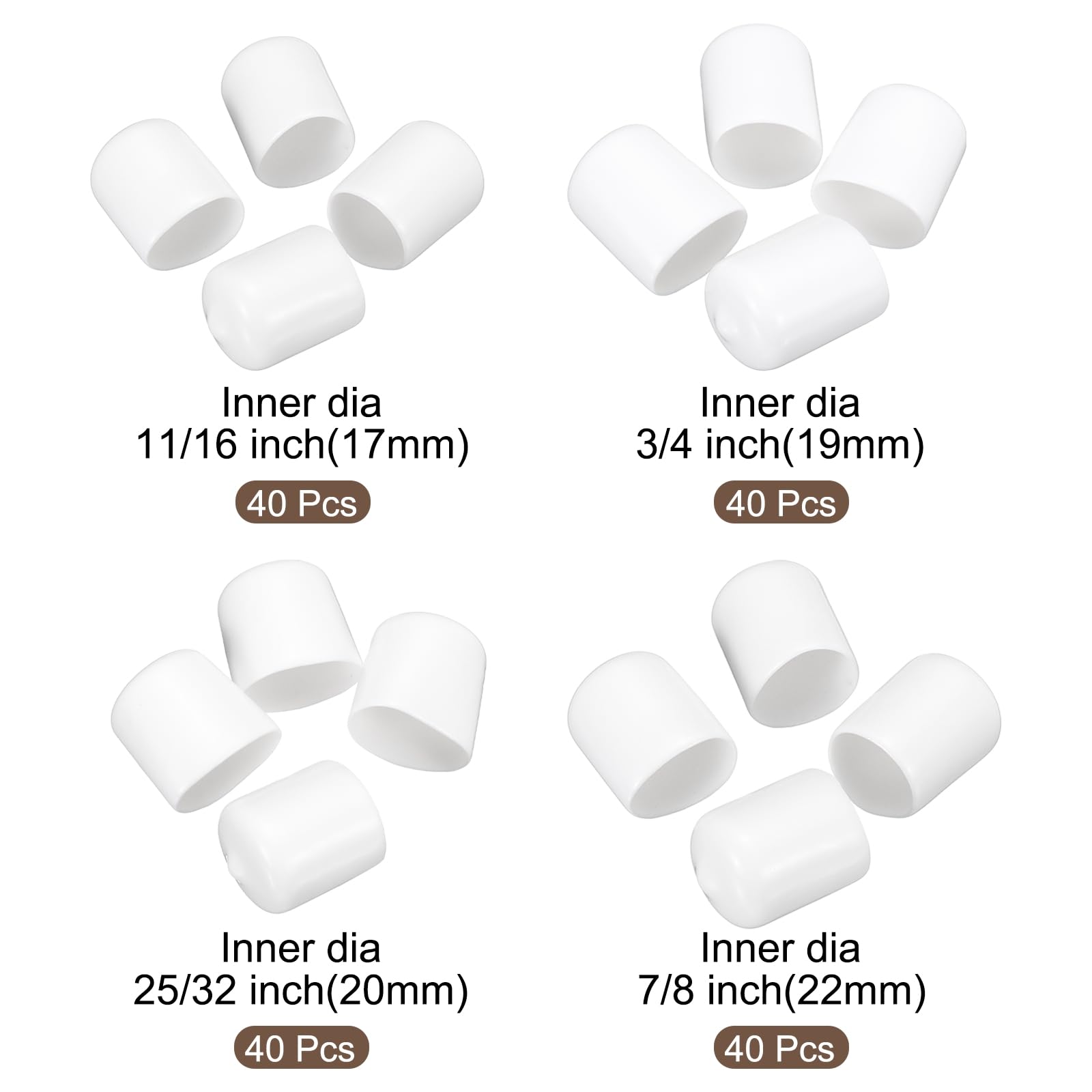 QUARKZMAN 160 Pezzi Tappi Copertura 11/16" 3/4" 25/32" 7/8" Bianchi