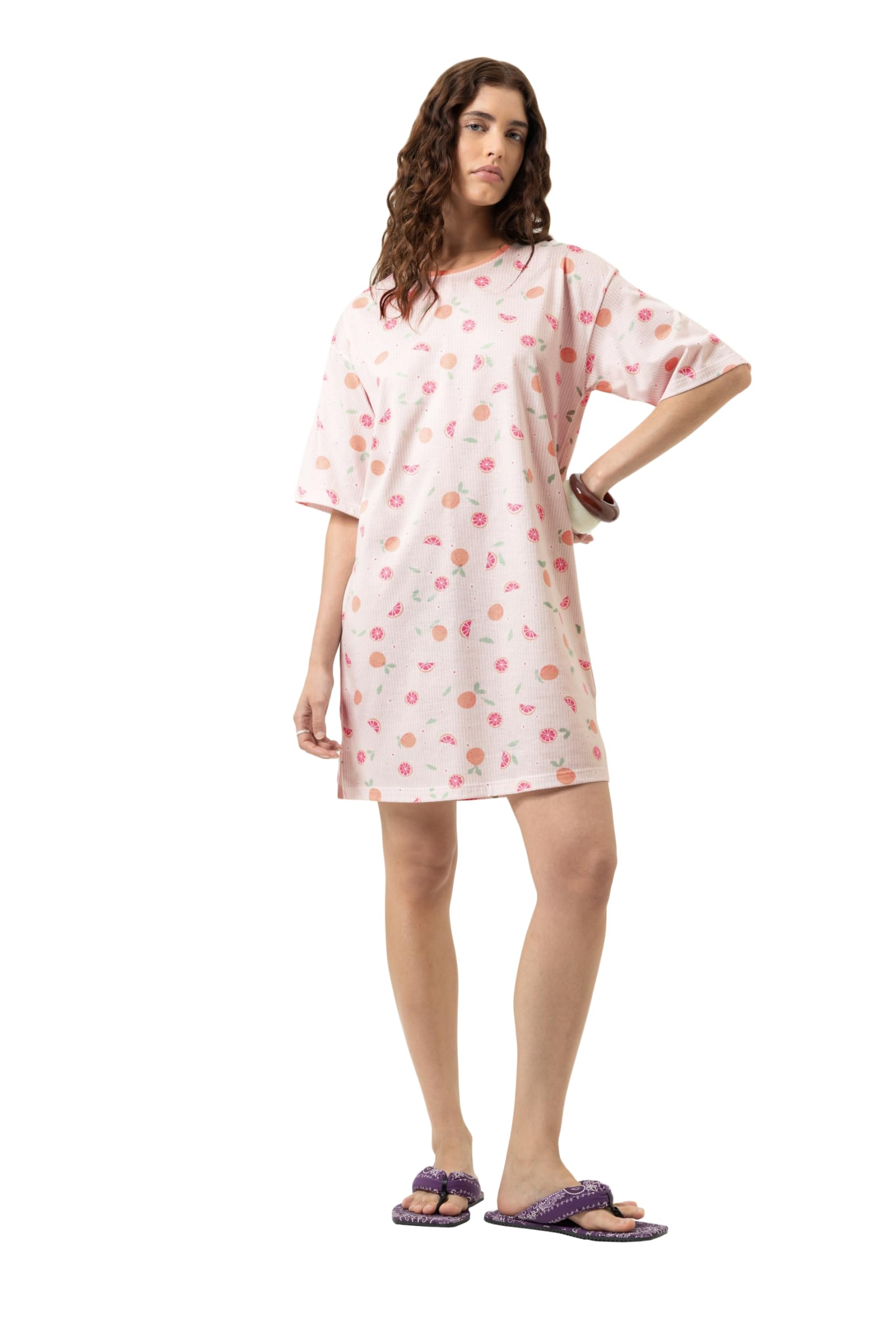 Mey Damen Bigshirt Kurzarm: Locker fallende, Bequeme Passform, Single-Jersey-Qualität, Allover-Print, Hautfreundlich und atmungsaktiv, Natürliches Tragegefühl, Serie Grapefruit Bliss