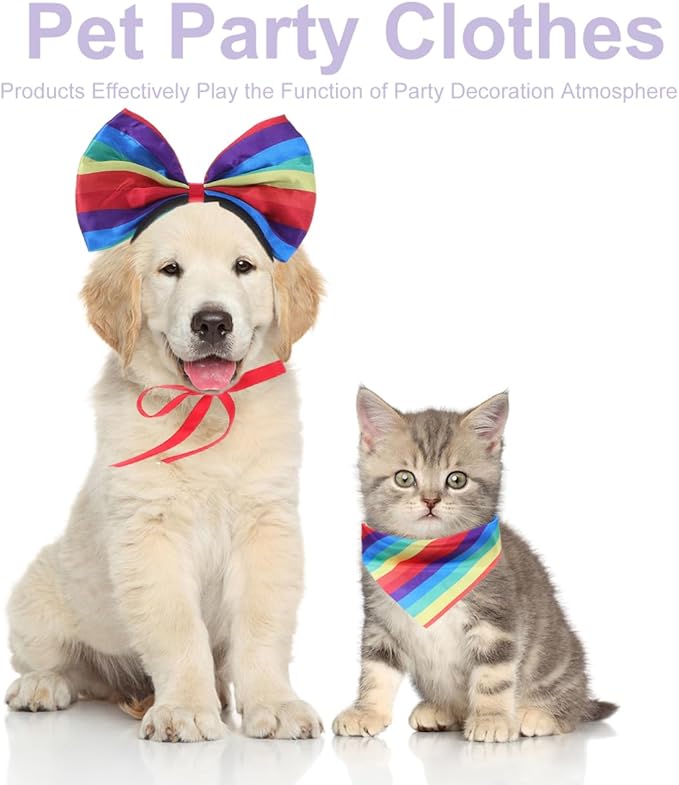Ropa Arcoíris para Perros Pequeños con Corbatín y Diadema miniatura 2