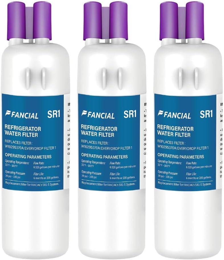 Fancial NSF Certified Water Filter, Advanced Coconut Shell Activated Carbon, for FILTER1 EDR1RXD1, W10295370A, P4RFKB2, 9081, 469081, 9930, 469930, 9930P, 04609930000, Removes Odor, Impurities, 3Pack