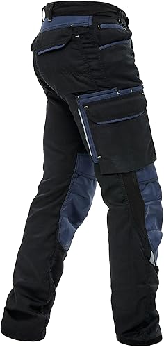 Miniatura 3 de FASHIO FF Pantalones de construcción para hombre, pantalones de trabajo resistente, para carpintero, refuerzo de rodilla, pantalones de seguridad