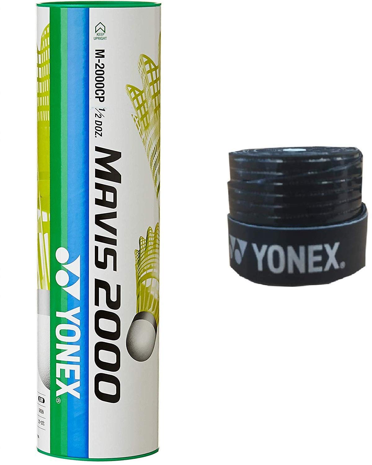Yonex Mavis 2000 Green Cap nylonowa lotka, 6 sztuk z uchwytem