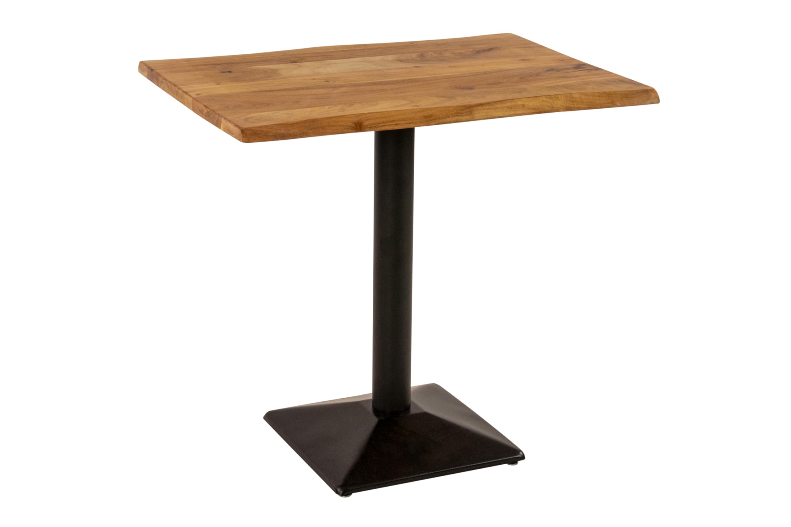 SAM Bistrotisch INES | 80 x 60 cm | Akazienholz massiv | Farbe: Natur | echte Baumkante | Säulen-Gestell Metall Schwarz | Baumkantentisch/Säulentisch/Esstisch für Küche, Café & Essbereich