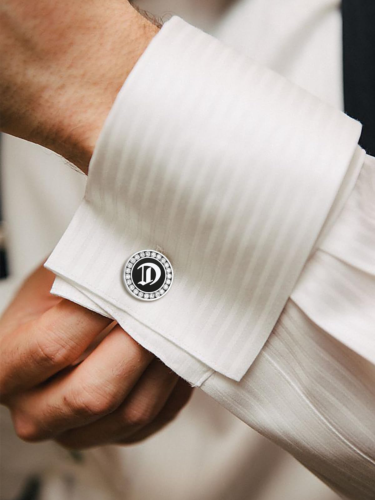 FindChic Gemelli da uomo in acciaio inossidabile colore argento placcato oro placcato nero gemelli camicia uomo personalizzati con incisione lettera monogramma foto con confezione regalo