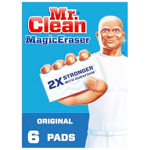 Mr. Clean Magic Eraser Original Cleaning Pads, Multi Purpose Cleaner, Bathroom Cleaning Supplies, All Purpose Cleaner, White, 6 Count Cover
