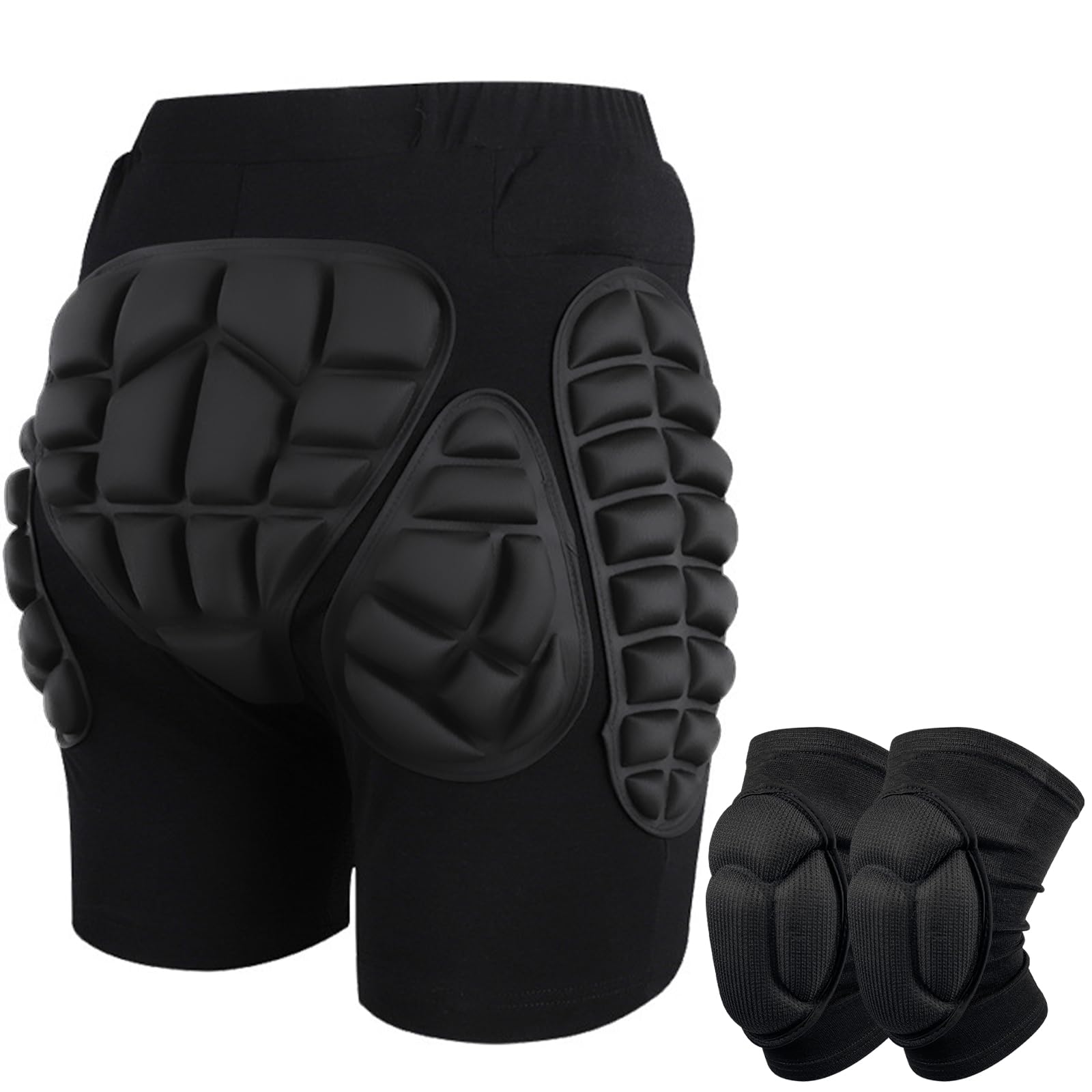 Jasonwell スノボ プロテクター セット ヒッププロテクター スキーウェア 膝当て 作業用 ヒップバンド ケツパッド 2.5cm厚みEVAフォームパンツ 膝当て メッシュアンダーパンツ スキーバレー スケボー サポーター 膝 保護シート スノーボード スノボウェア メンズ レディース 男女兼用 ショッツタイプ ジュニア 4サイズ