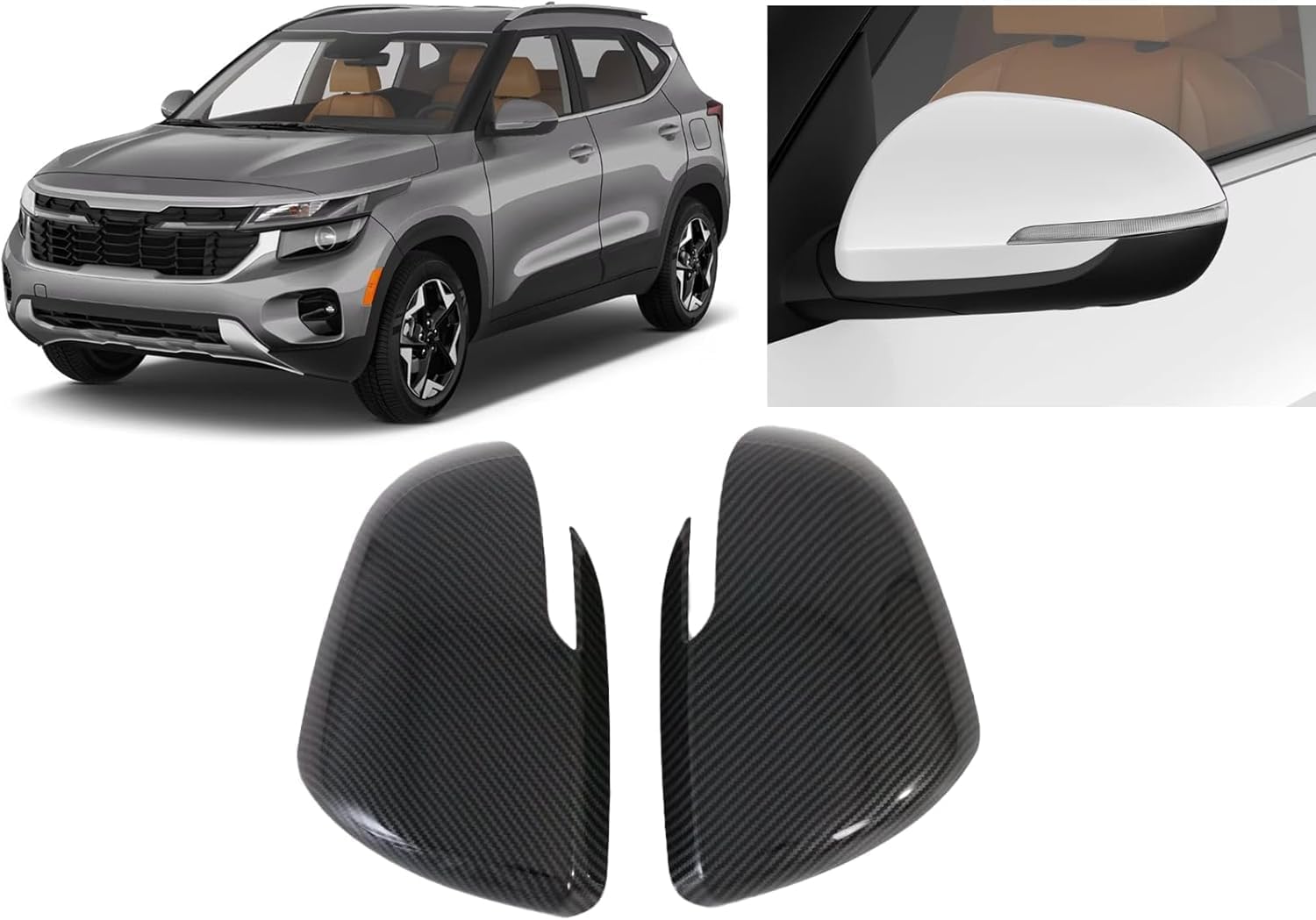 Car Side Door Mirror Cover for Kia Seltos 2021 2022 2023 2024 2025 Exterior Decoration Accessories, Auto Rearview Mirror Cover Parts