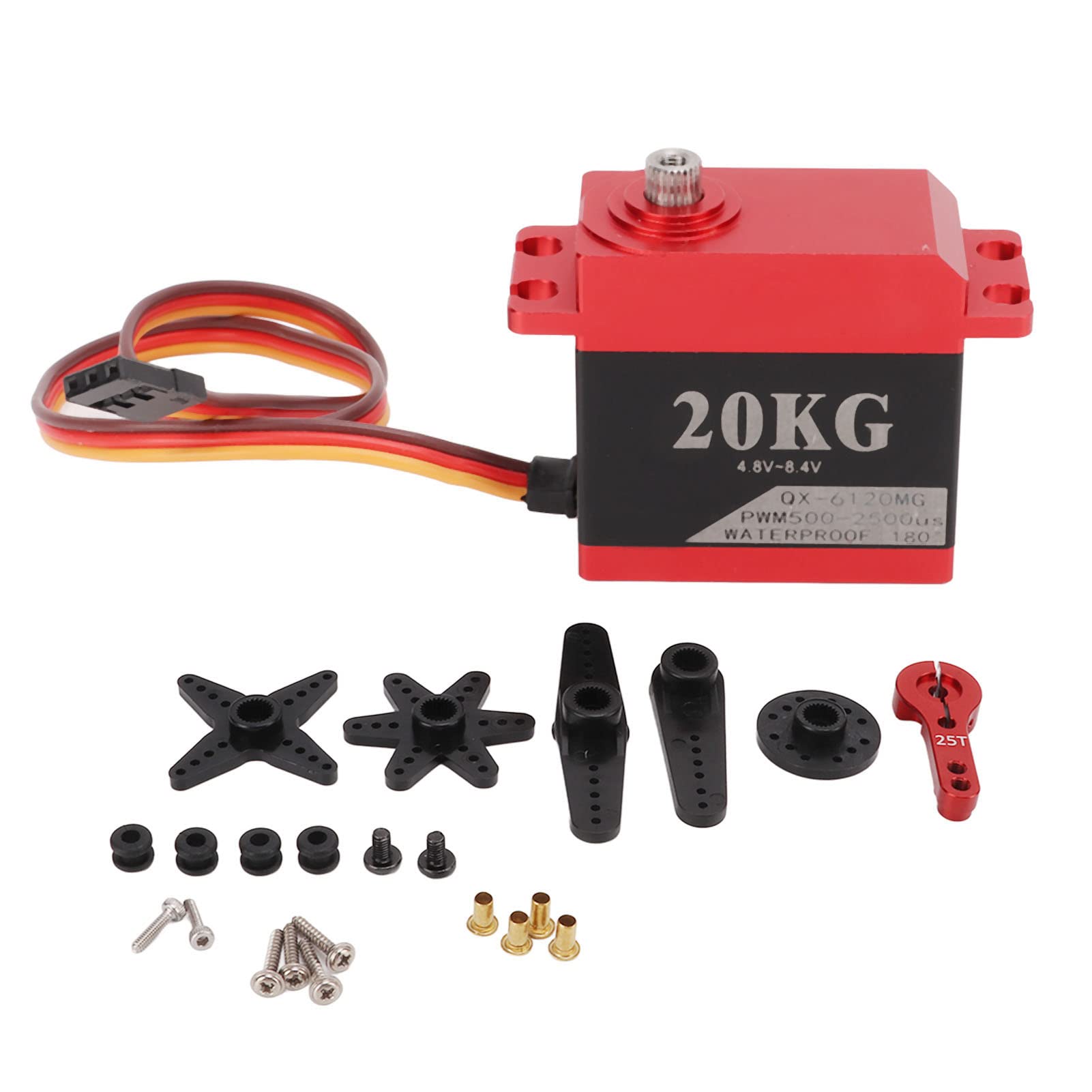 QX‑6120MG Serwo wysokociśnieniowe 8,4 V, 20 kg, wysoki moment obrotowy, serwomechanizm cyfrowy wykonany w całości z metalowej przekładni, do samochodu-robota
