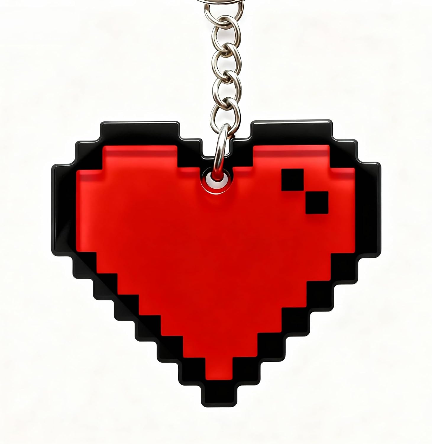 Pixel Style Heart Key Chain - Cute Keychains For Women With Heart Decor, Key Holder & Carabiner Charm
