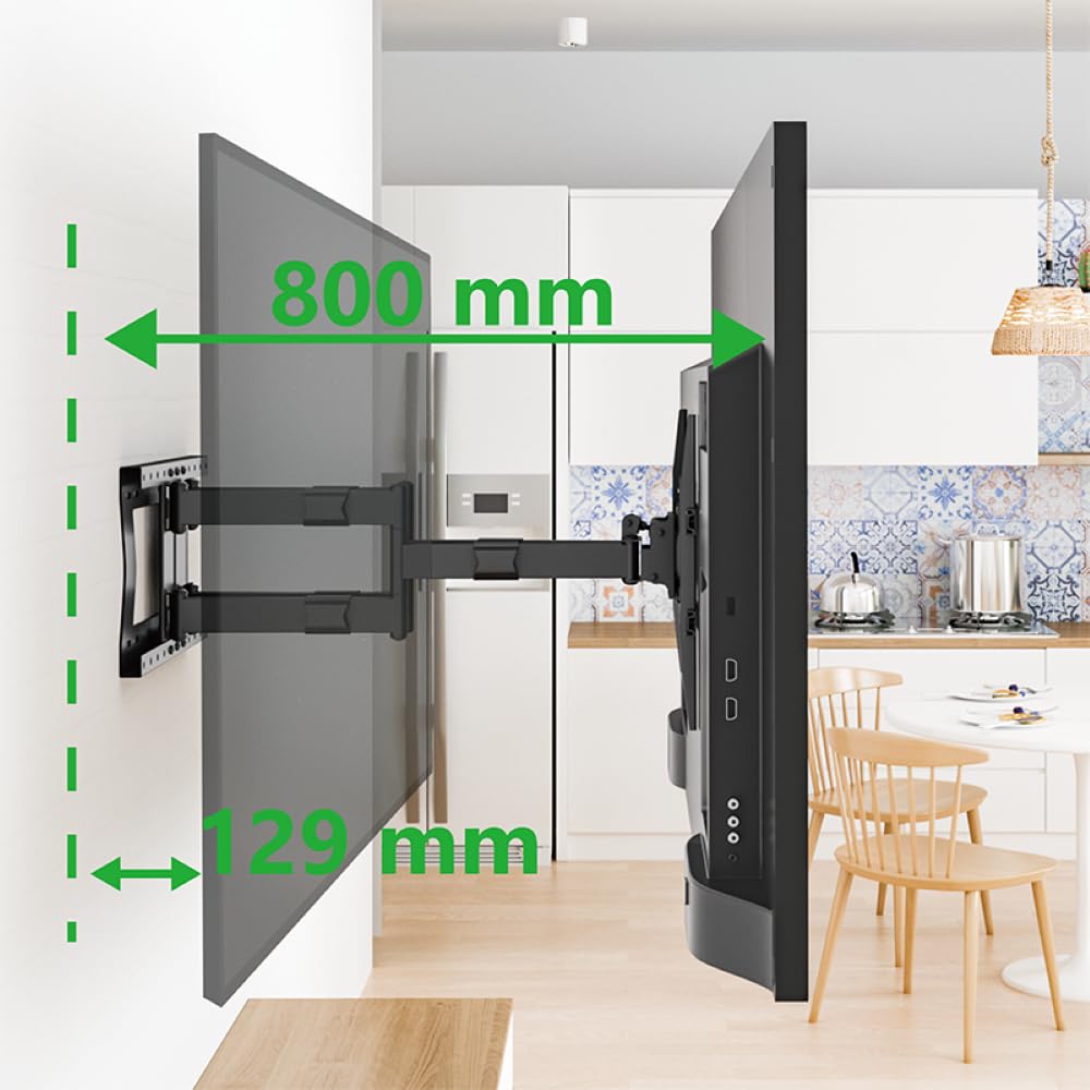 TiTon Double 80 cm TV-Wandhalterung, schwenken neigen rotierbar, 80kg VESA max.600x400