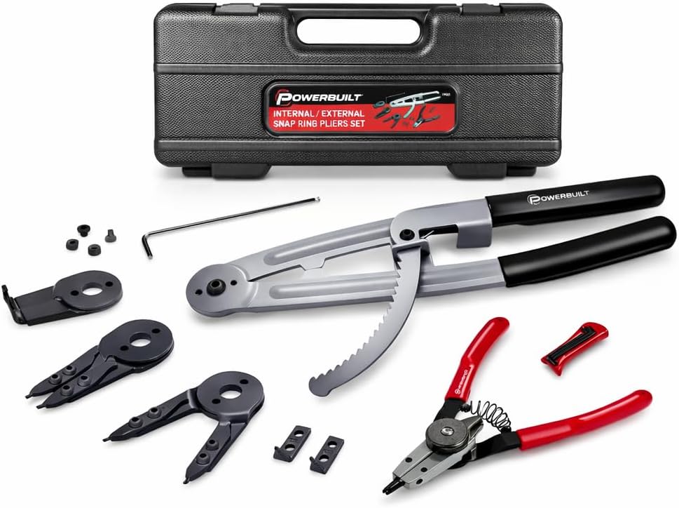 Powerbuilt 2 Pc. 16 in. / 7 in. Heavy Duty Snap-Ring Piston Ring Pliers Set, Internal/External Circlip Plier - 240178