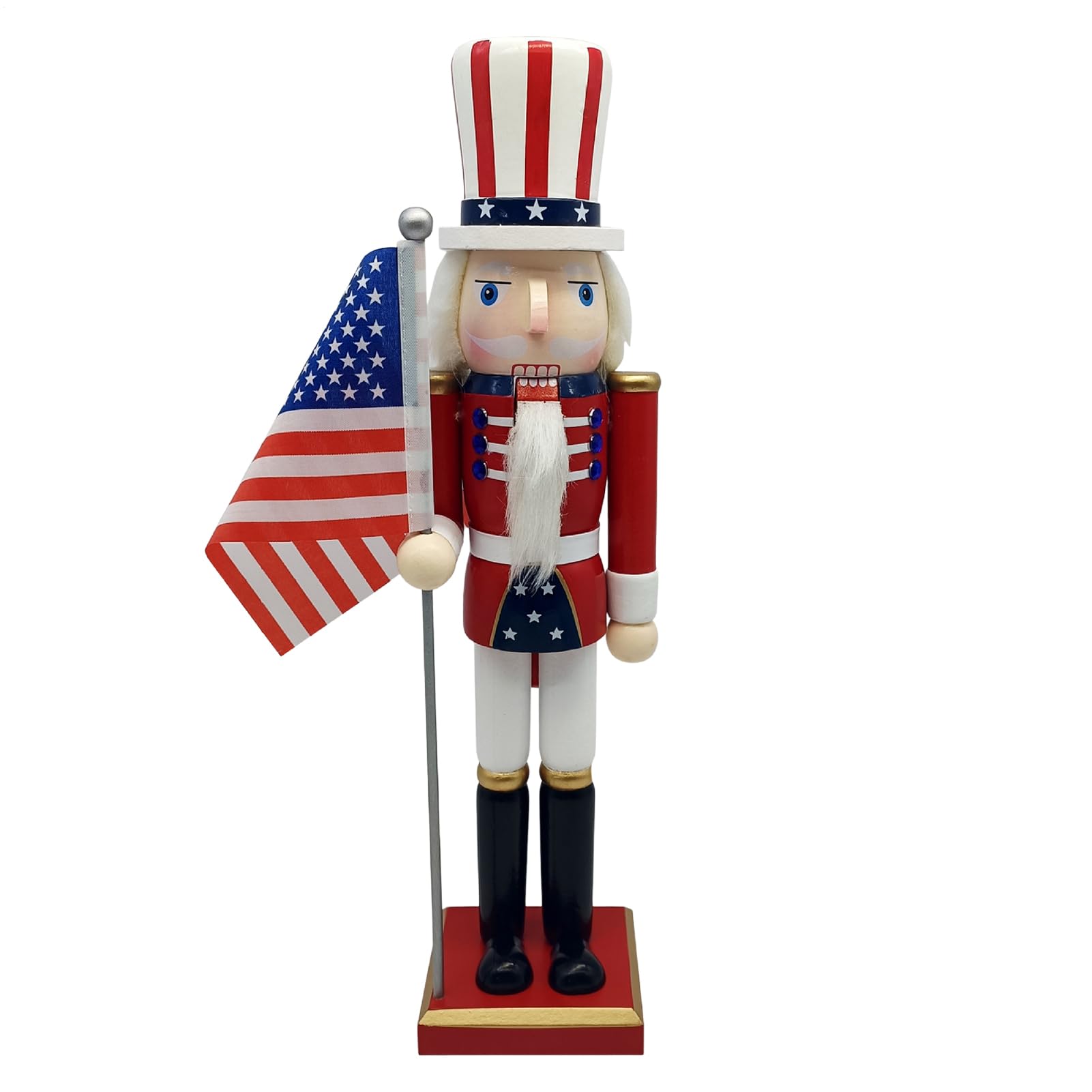 Figurines casse-noisettes patriotiques de collection aux finitions artisanales en bois