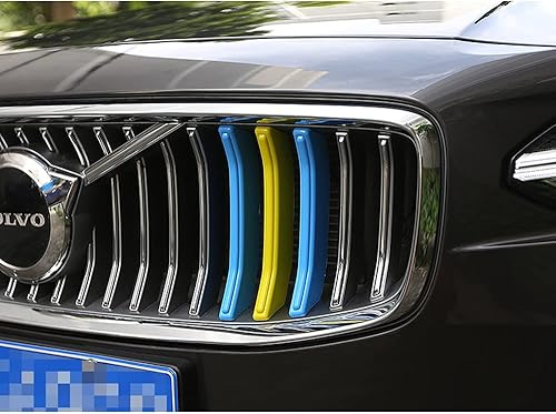 Miniatura 7 de SANRILY Moldes decorativos de rejilla multicolor compatibles con Volvo S90 2017-2021 cubierta de parrilla delantera (azulamarilloazul)