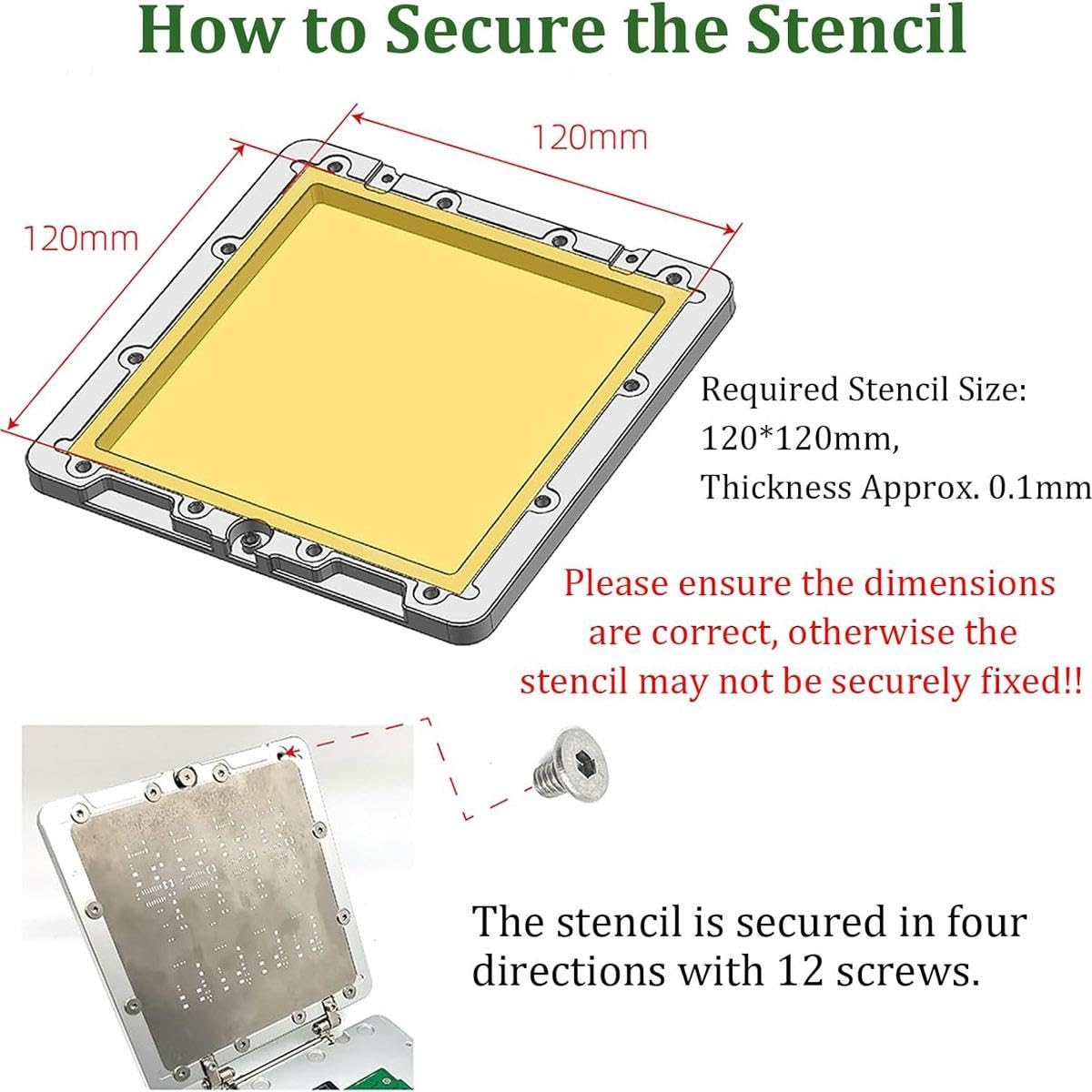 Ręczna drukarka szablonowa PCB, rozmiar szablonu: 120 * 120 * 0,1 mm