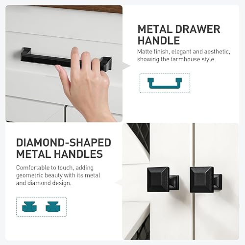 Miniatura 6 de Mesa auxiliar blanca de granja con estación de carga, mesa auxiliar grande de sofá de 24 pulgadas con cajón, mesa auxiliar grande para sala de