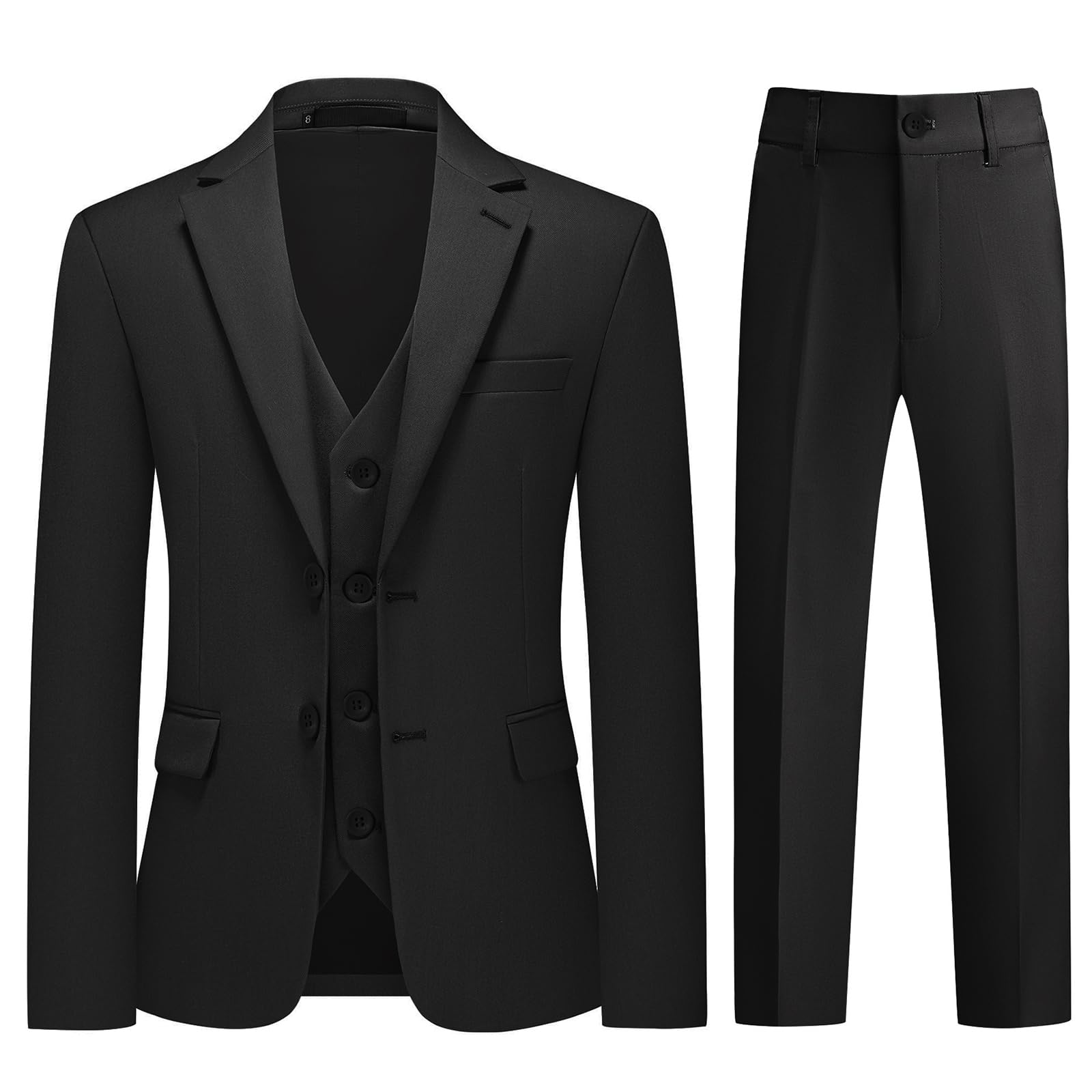 Chłopięcy 3-częściowy komplet slim fit, formalny strój dziecięcy z marynarką, kamizelką i spodniami, odzież Pageboy na wesele, bierzmowanie, chrzest i specjalne okazje