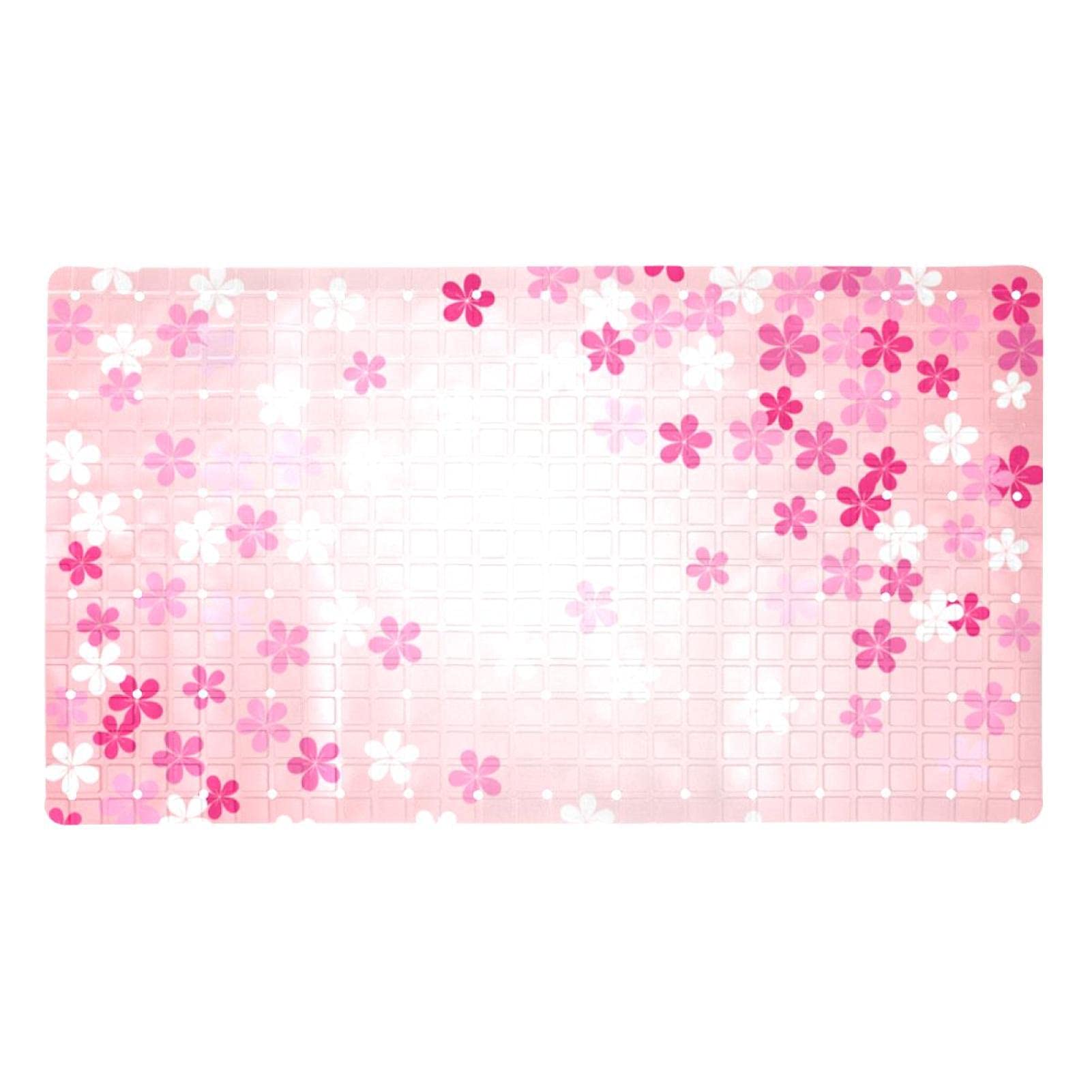 Tapis antidérapant pour baignoire rose 40x70 cm à motif fleurs de cerisier