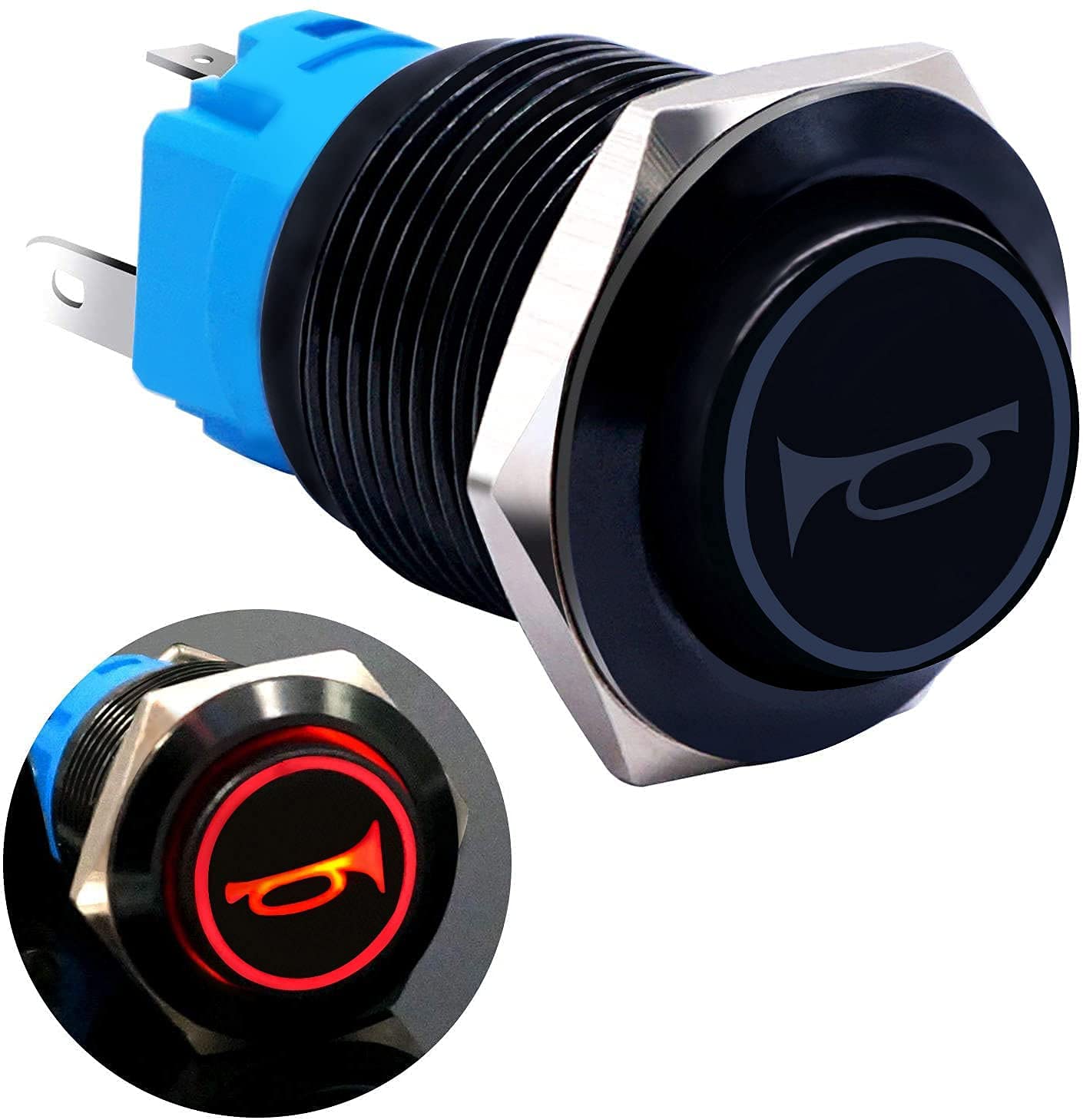 Interrupteur bouton-poussoir 19mm 12V étanche pour transformateur