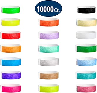 10,000 WristCo Tyvek Wristbands for Events – 20-Color Variety Pack – Tamper-Proof Design Prevents Reuse – Premium-Grade Bracelets for Hospital & Medical ID, Party, VIP Identification