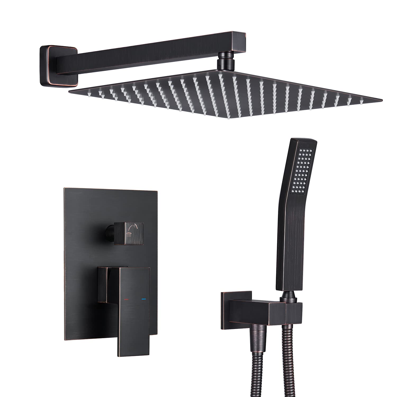 Rain Shower System 12 Inches Shower Combo Set Oil Rubbed Bronze Wall Mount Faucet Bathroom Faucets with Rainfall