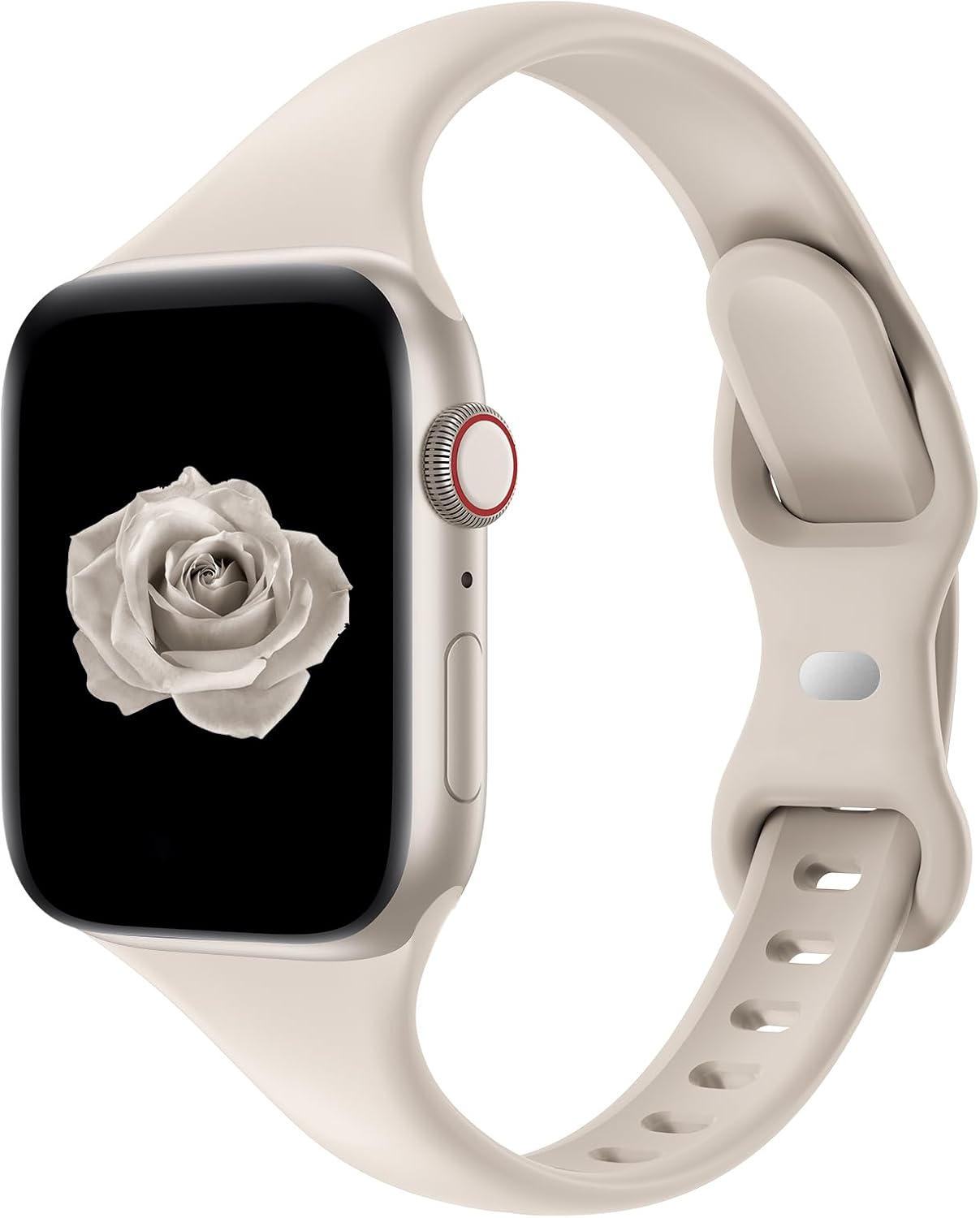 Product image of Acrbiutu Thin Slim Band Compatible with Apple Watch 38mm 40mm 41mm 42mm 44mm 45mm 46mm 49mm, Replacement Silicone Sport Strap for iWatch Series 10/9/8/7/6/5/4/3/2/1 Ultra SE Women Men, Starlight