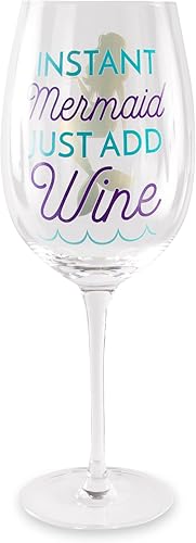 Miniatura 6 de Pavilion Gift Company Girl-Instant Mermaid Just Add Wine-Copa de vino de cristal de 12 onzas, 12 onzas, verde azulado