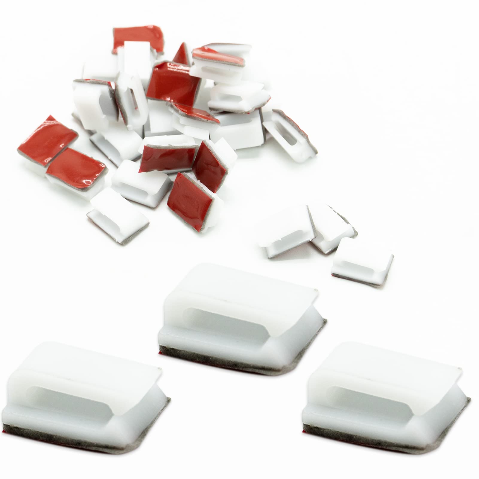 Light Strip Mounting Clips White Self Adhesive Clips Led Light Fasteners Mounting Holder Electrical Wire Clips Cable Management Clips 60pcs for 10mm Light Strip Organizer