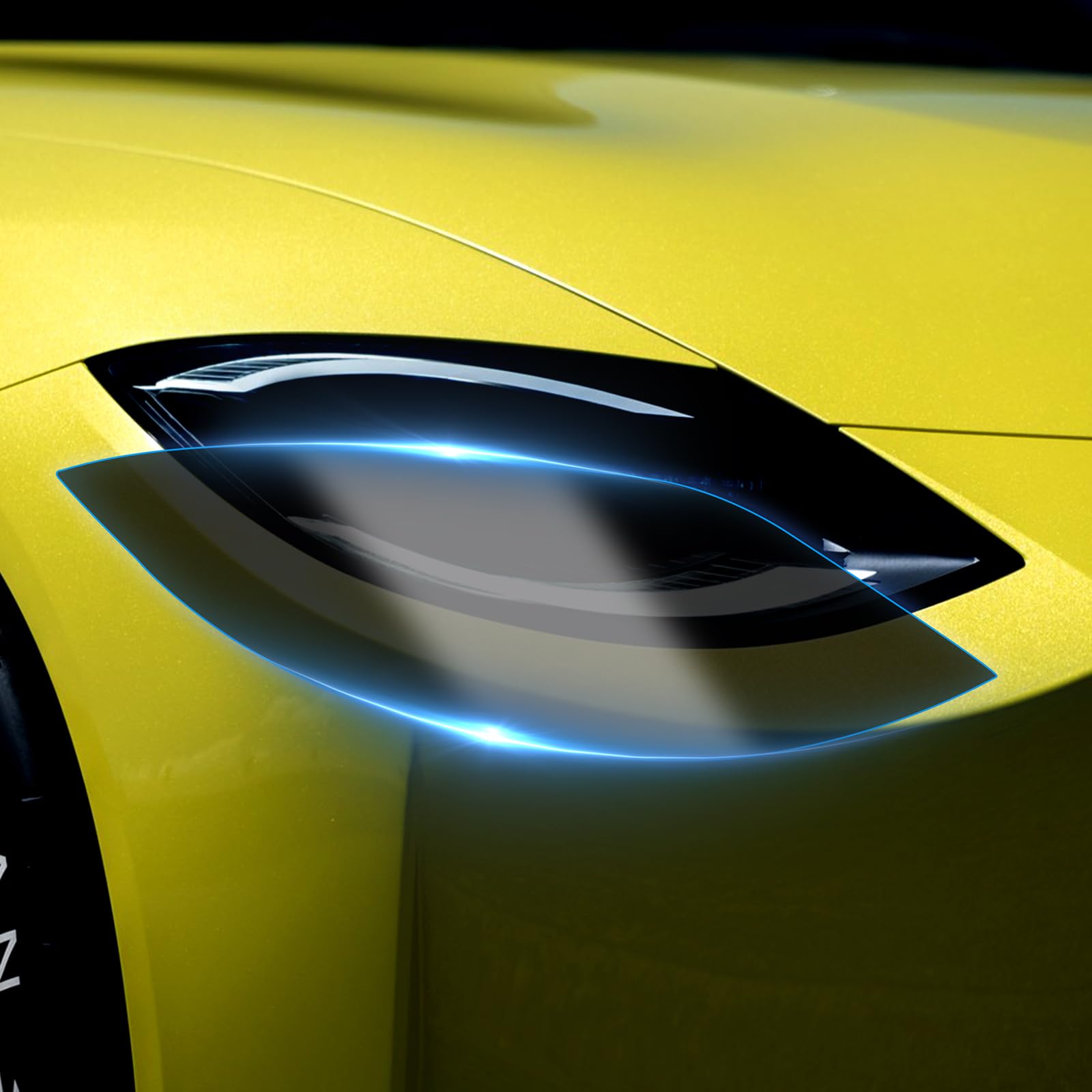 KUNGKIC for Nissan Z 400Z Wide Headlight Protection Film TPU Scratch Guard Self-Healing Exterior Accessories Non-Yellowing (Smoke)