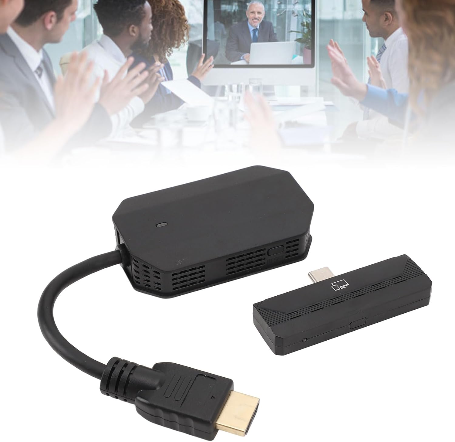 Wireless HDMl Transmitter and Receiver, 1080P 5G Wireless HDMI Extender, Support Type C USB C Port Smartphone Laptop with DP Alt Black, Plug and Play