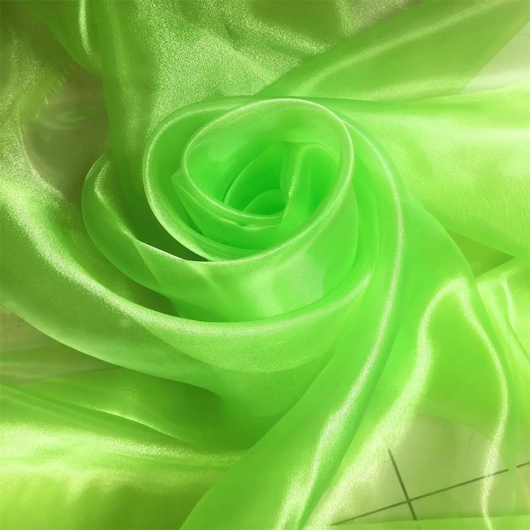 Organza Fabric， Multicolor Sequined Polyester Organza Fabric 100cm X 150cm for Sewing and Decoration(Fluorescent En8)