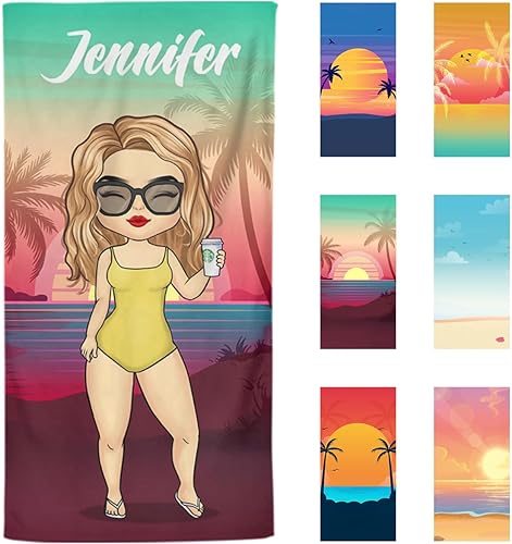 Pawfect House Toallas de playa personalizadas para adultos, artículos esenciales de vacaciones, accesorios de playa, toallas de playa personalizadas