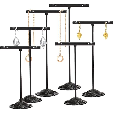 Ruicaifu 6 Pieces Earring Stand Holder, Metal Earring Holder Black ...