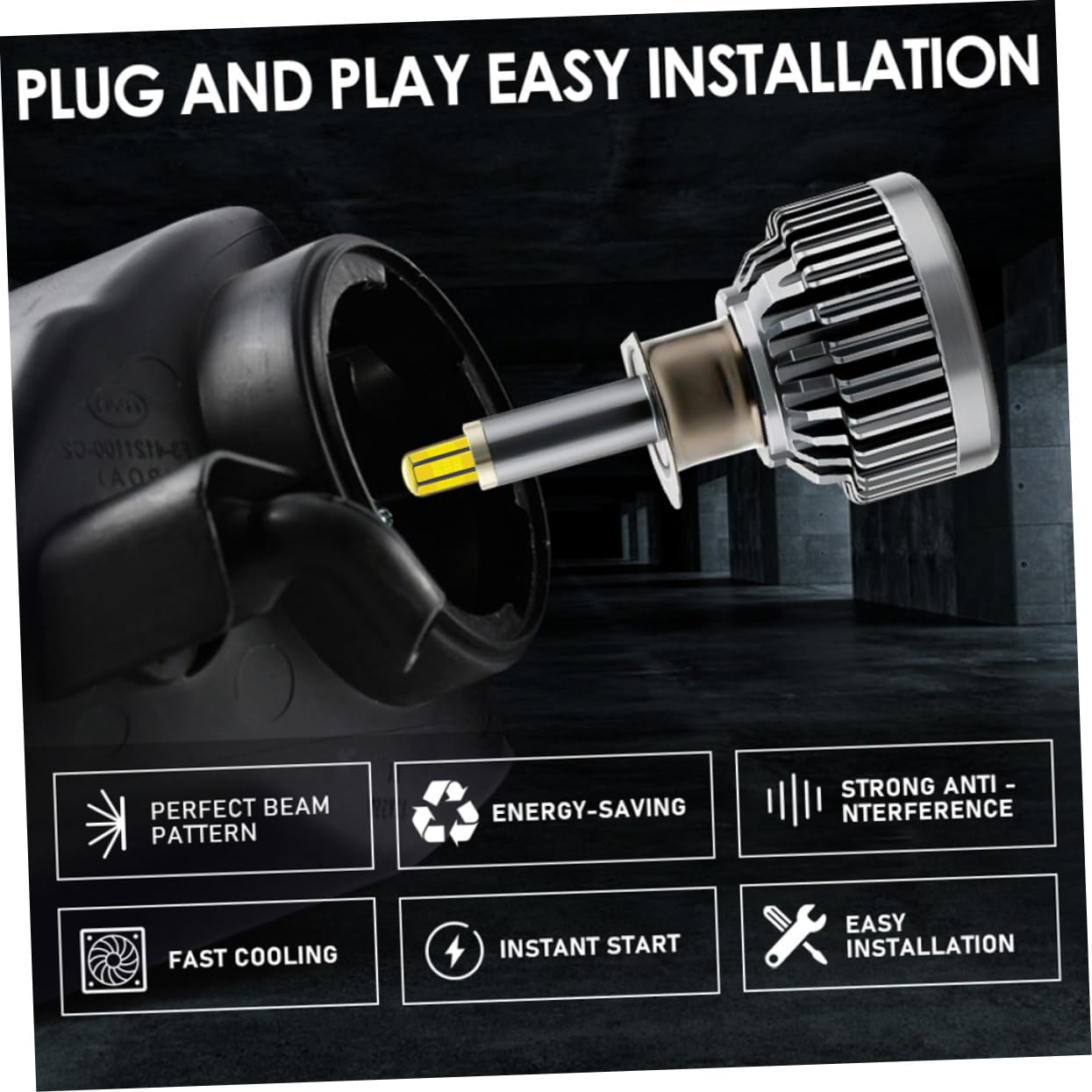 SOLUSTRE Bombilla de Coche H1 LED 1 Par 18000lm 60w Aluminio