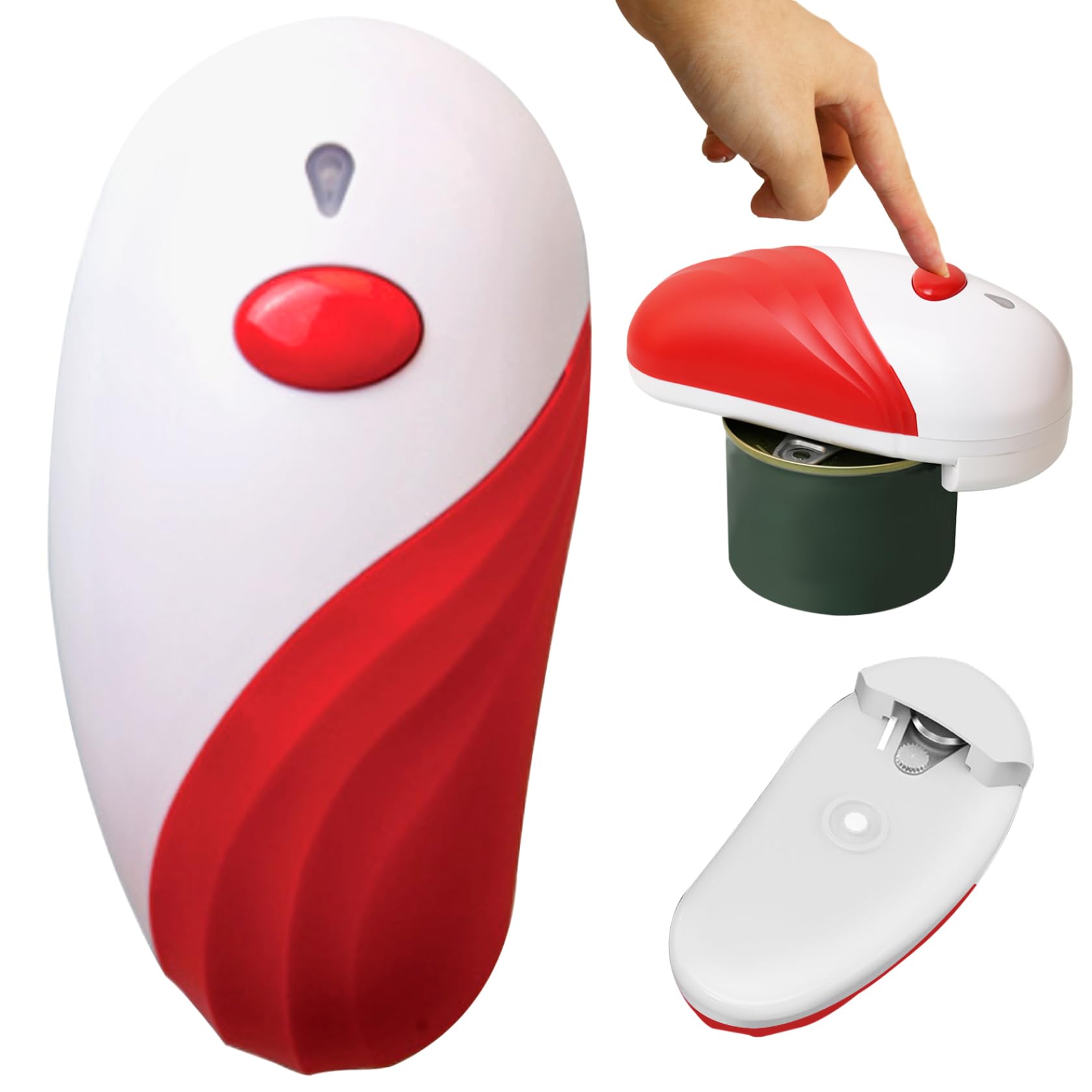 Electric Can Opener for Any Can Sizes Hand Free Food-Safe Automatic Can Opener Portable Battery Operated Can Openers for Seniors with Smooth Edge Red/48