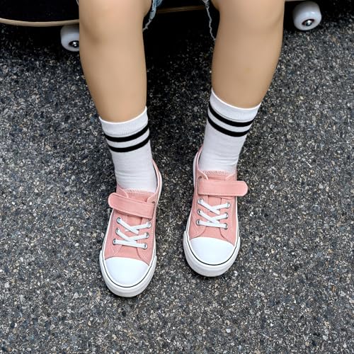 Image of Zoroadke Toddler Boys and Girls Sneakers Low Top Adjustable Strap Canvas Shoes for Kids