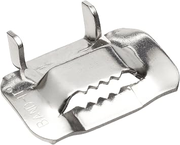 Band-IT C45699 Ear-Lokt Buckles, 316 Stainless Steel 3/4 Inch Banding Buckles for Metal Strapping, Steel Banding & Banding Tool Applications, Heavy-Duty Stainless Steel Strapping Clips, 100 Pack