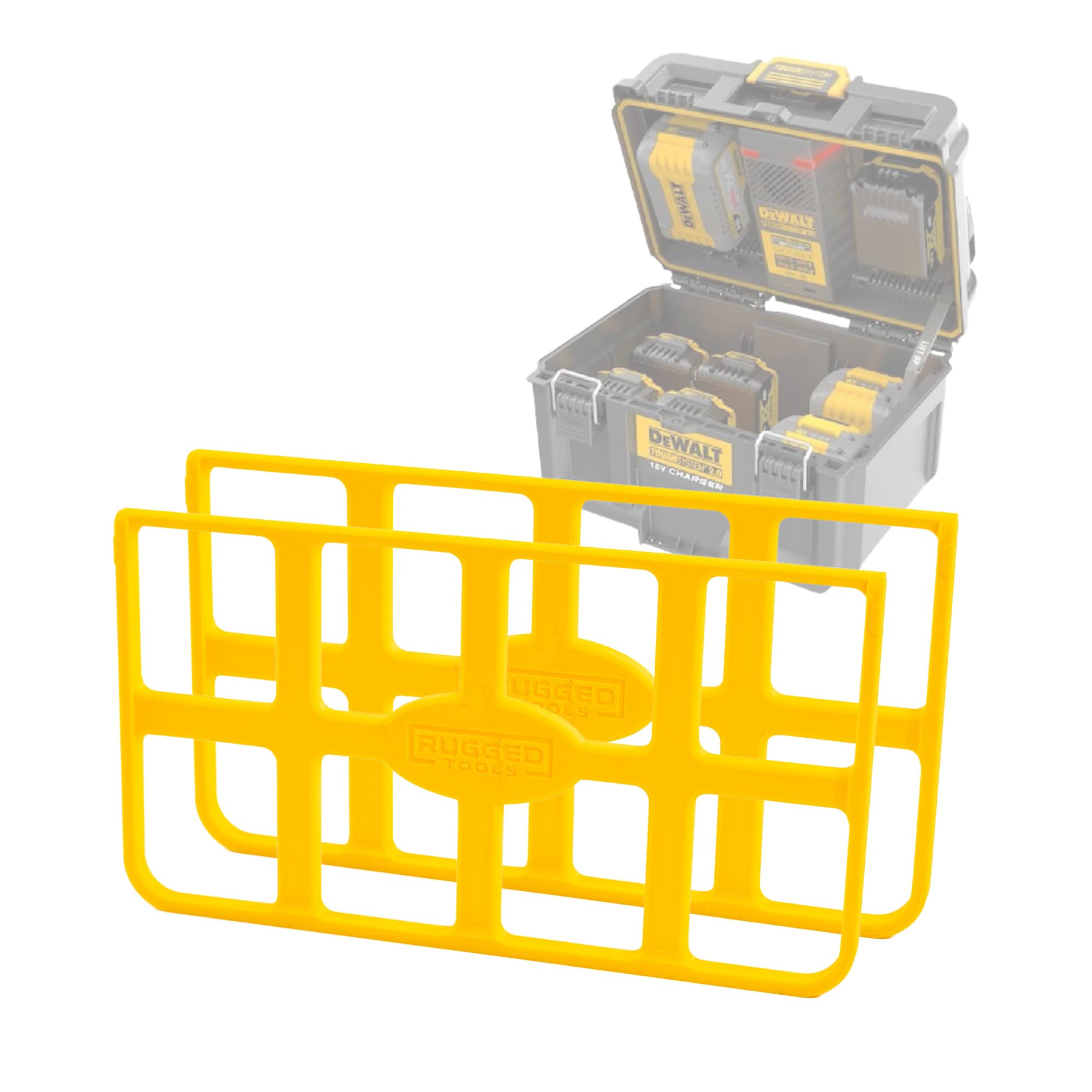 RUGGED TOOLS - Divisor resistente compatible con la caja de carga Dewalt ToughSystem 2.0 de doble puerto, par amarillo