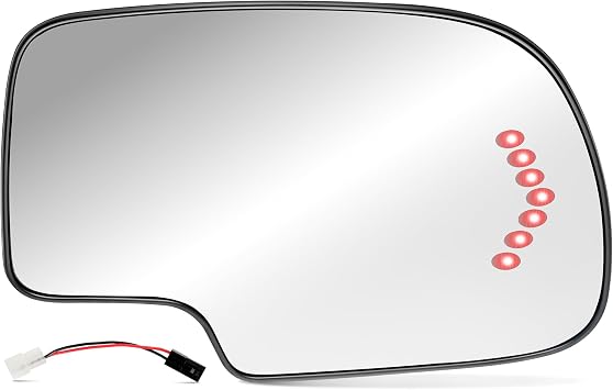 BJSIA Passenger Side Heated Mirror Glass Replacement Fis 2003-2007 Chevy Silverado, Avalanche, Suburban, Tahoe, GMC Sierra, Yukon, Cadillac Escalade, Exterior Side View Mirror with Turn Signal