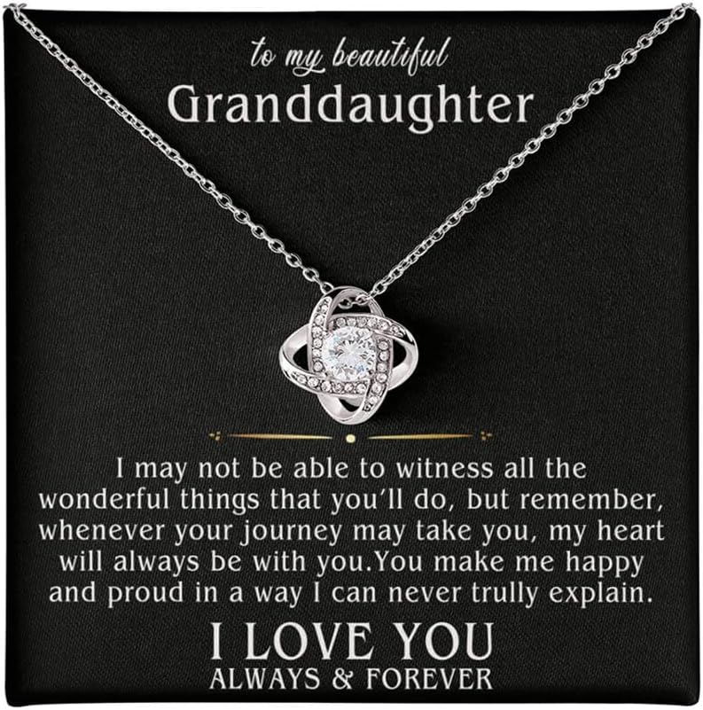 VIRAGIL Granddaughter Necklace Gifts From Grandma Grandmother or Grandpa Grandfather To My Granddaughter Graduation Birthday Christmas Pendant Jewelry with Message Card and Gift Box