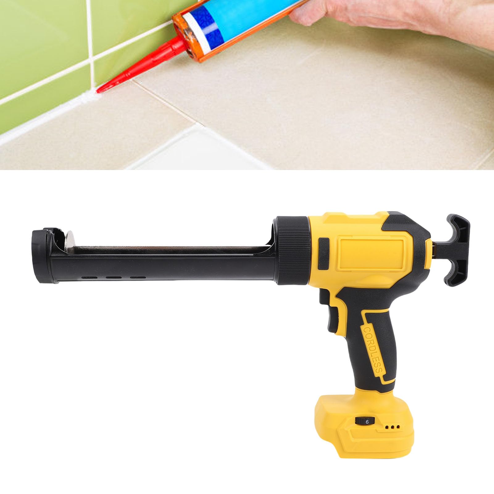 Pistola per Silicone Senza Fili, 6 Impostazioni di velocità 0-312 Mm/min Pistola per Silicone Elettrica, per Ricaricabile da 10 Once con Luce LED per Sigillare, Riempire, Riparare la