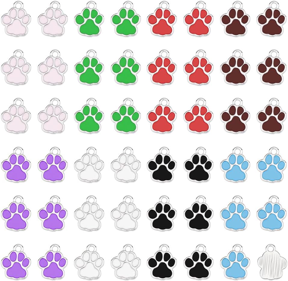 DICOSMETIC Puppy Prints Charms Alloy Dog Paw Print Charm Black Animal Footprint Charms Enamel Bear Paw Charm for DIY Jewelry Making Necklace Bracelet Earring, Hole: 2mm