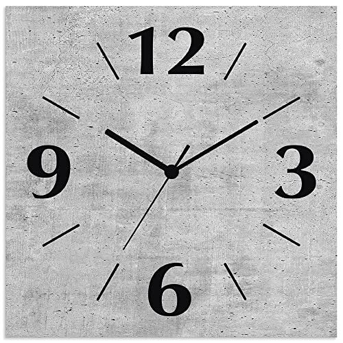 ARTLAND Wanddeko Wanduhr ohne Tickgeräusche Alu Funkuhr 30x30 cm Quadratisch Lautlos analoge Funkuhr, 4 Ziffern 30x30 cm Grauer Beton Optik U1RG