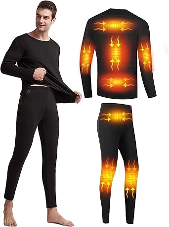 Mens Electric Heated Thermal Underwear Set Mens Winter Outdoor Sports Underwear, No Battery