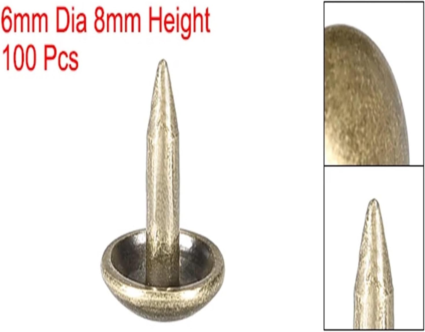 100Pcs Upholstery Nails Tacks 6/7/9/11/14/19mm Dia Retro Round Thumb Push Pins Bronze Tone for Furniture Sofa Headboards(6mm x 8mm)